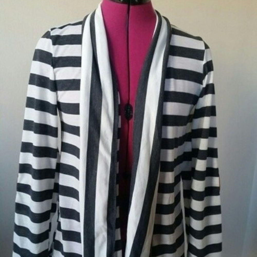 Cardigan elbow patch charcoal striped